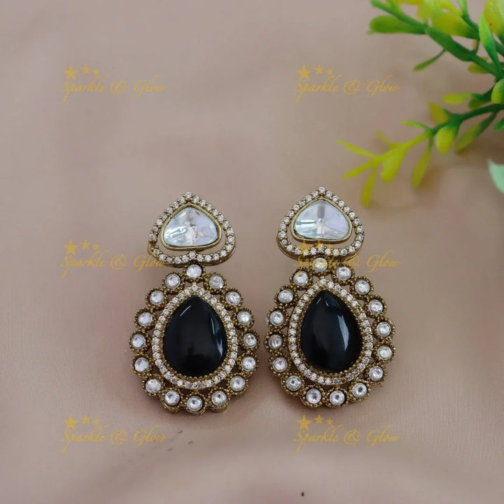 Gracious Kundan Heart design Victorian AD Floral pendant short necklace - Sparkle and Glow