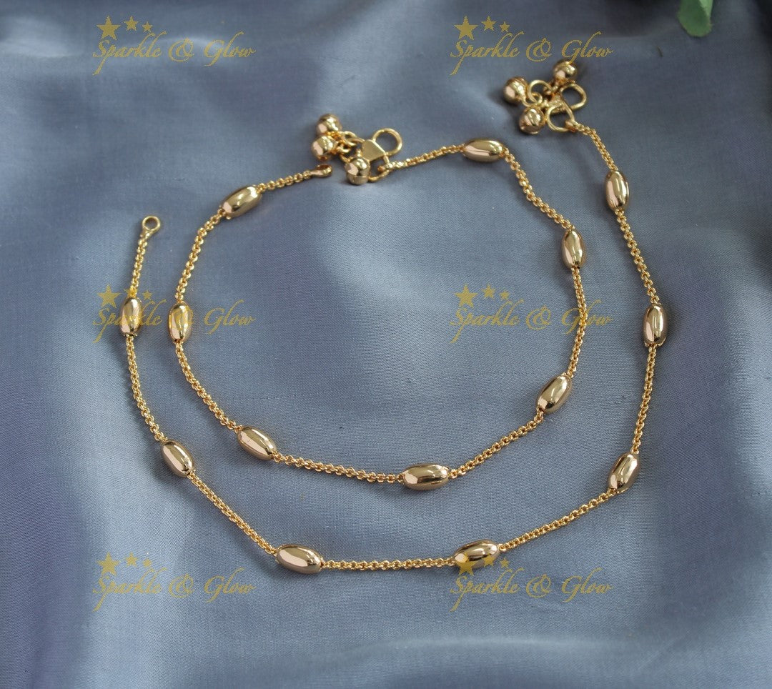 Beautiful Oval gold bead design Anklet
