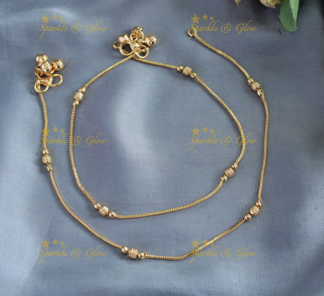 Beautiful Gold bead ball design Anklet