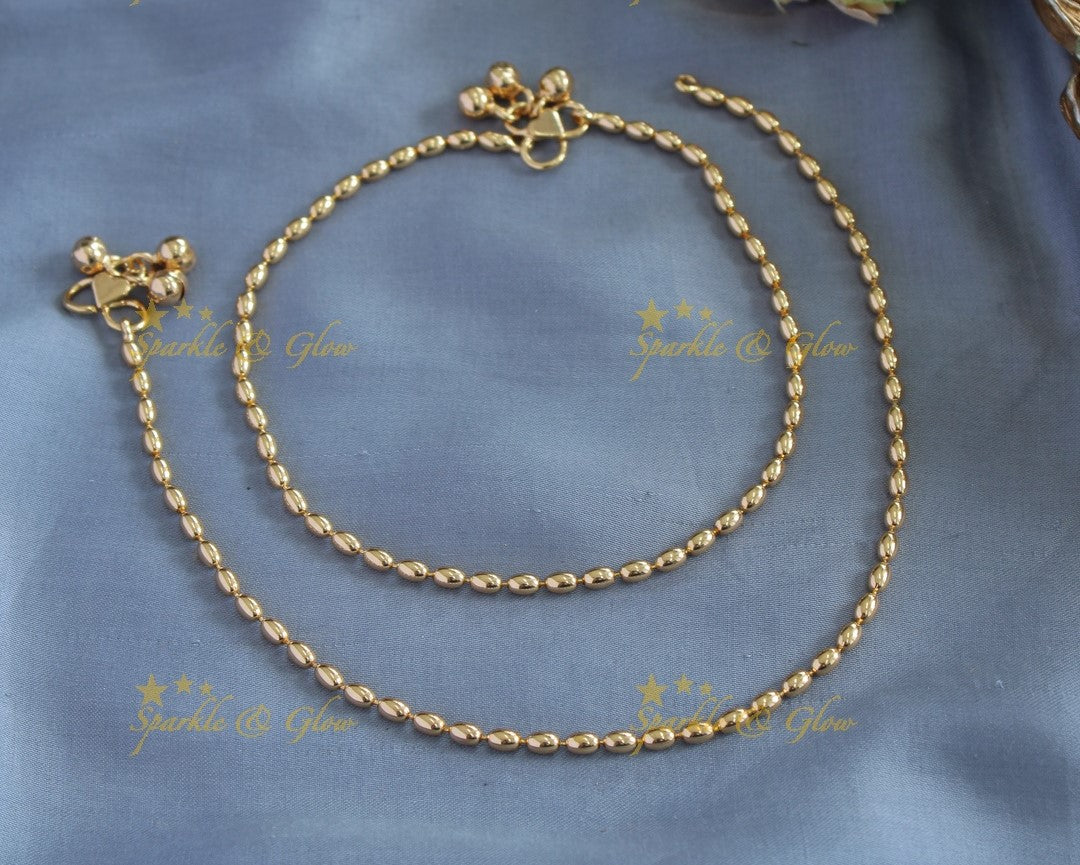 Gracious Oval Gold bead design Anklet