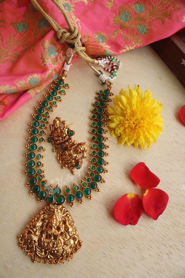 Kemp Stones Lakshmi Short Necklace - Green - Sparkle and Glow