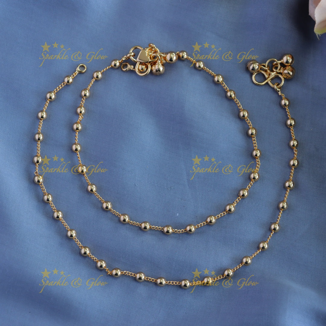Sparkling Gold ball beaded gold alike anklet