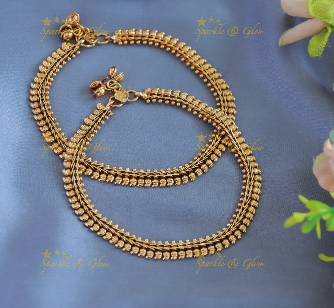 Elegant Gold alike Mango design Anklet