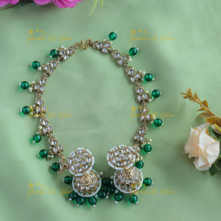 Elegant Pearl cluster Floral Jhumuka with Mattal-Lavender