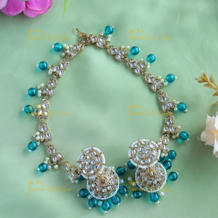 Elegant Pearl cluster Floral Jhumuka with Mattal-Lavender