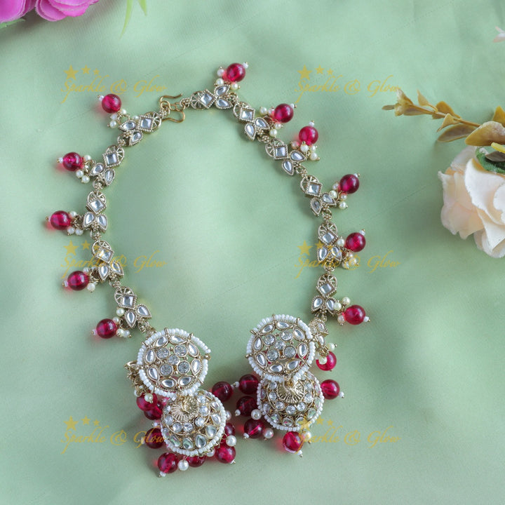 Elegant Pearl cluster Floral Jhumuka with Mattal-Lavender