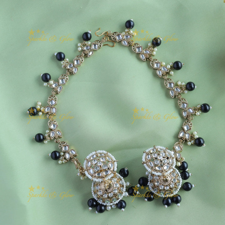 Elegant Pearl cluster Floral Jhumuka with Mattal-Lavender