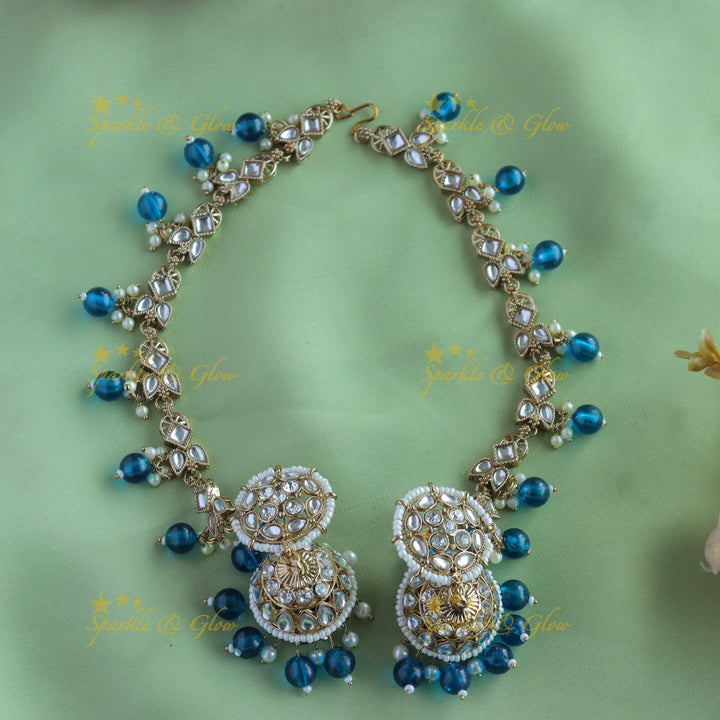 Elegant Pearl cluster Floral Jhumuka with Mattal-Lavender
