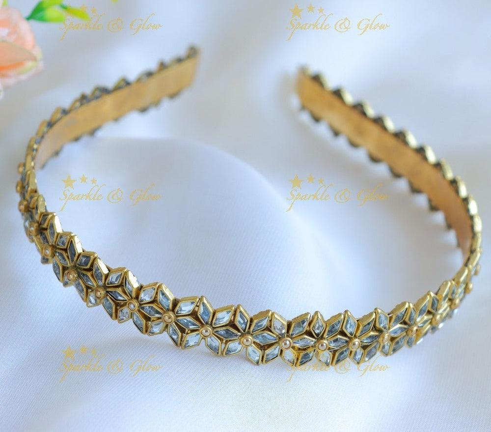 Stunning Star Floral design Silk thread Hairband - White - Sparkle and Glow - White - 