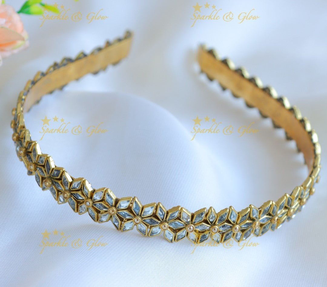Stunning Star Floral design Silk thread Hairband - White - Sparkle and Glow - White - 