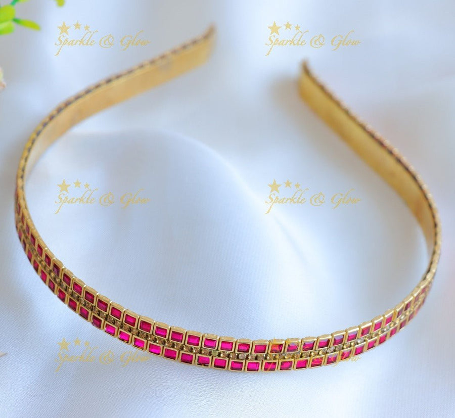 Elegant Square stone Silk thread Hairband - Sparkle and Glow - 