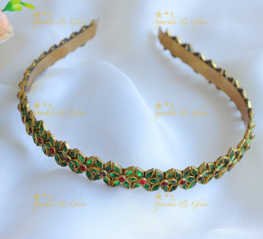 Stunning Star Floral design Silk thread Hairband - White - Sparkle and Glow - Redgreen - 