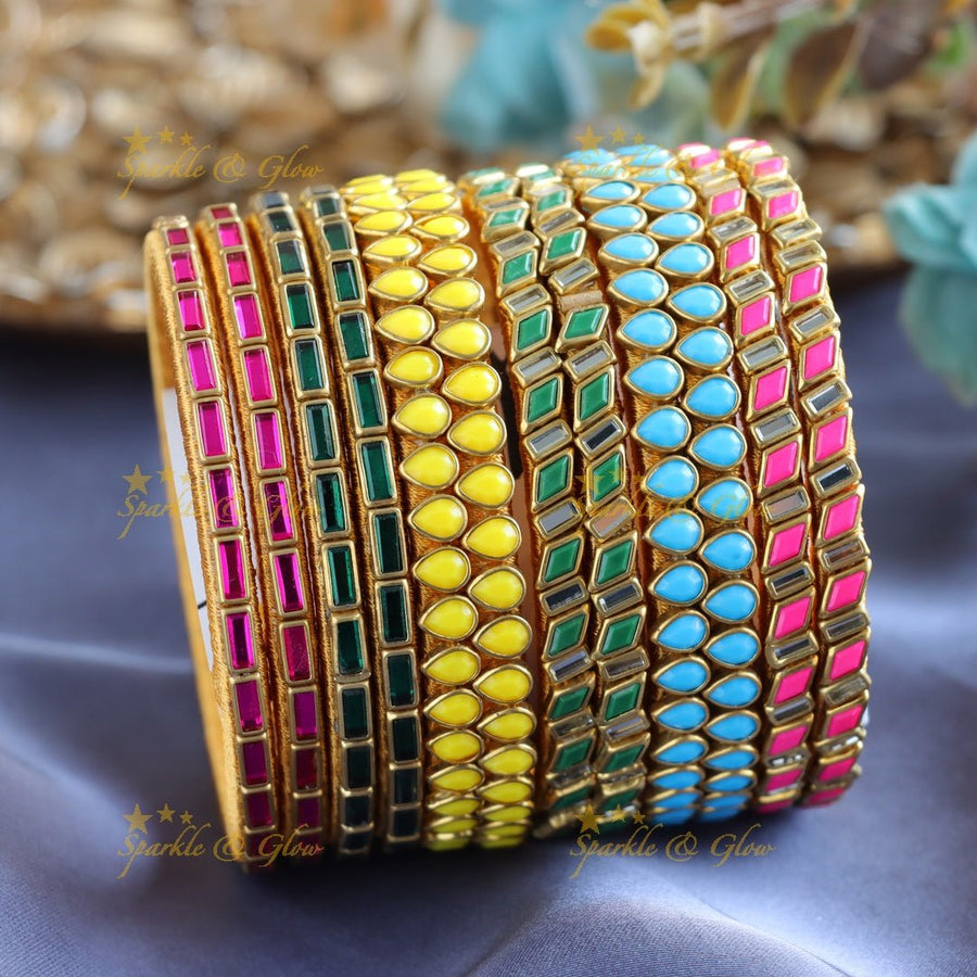 Gracious Multi Shaped Silk thread bridal Bangles - Sparkle and Glow - 1.10 - 
