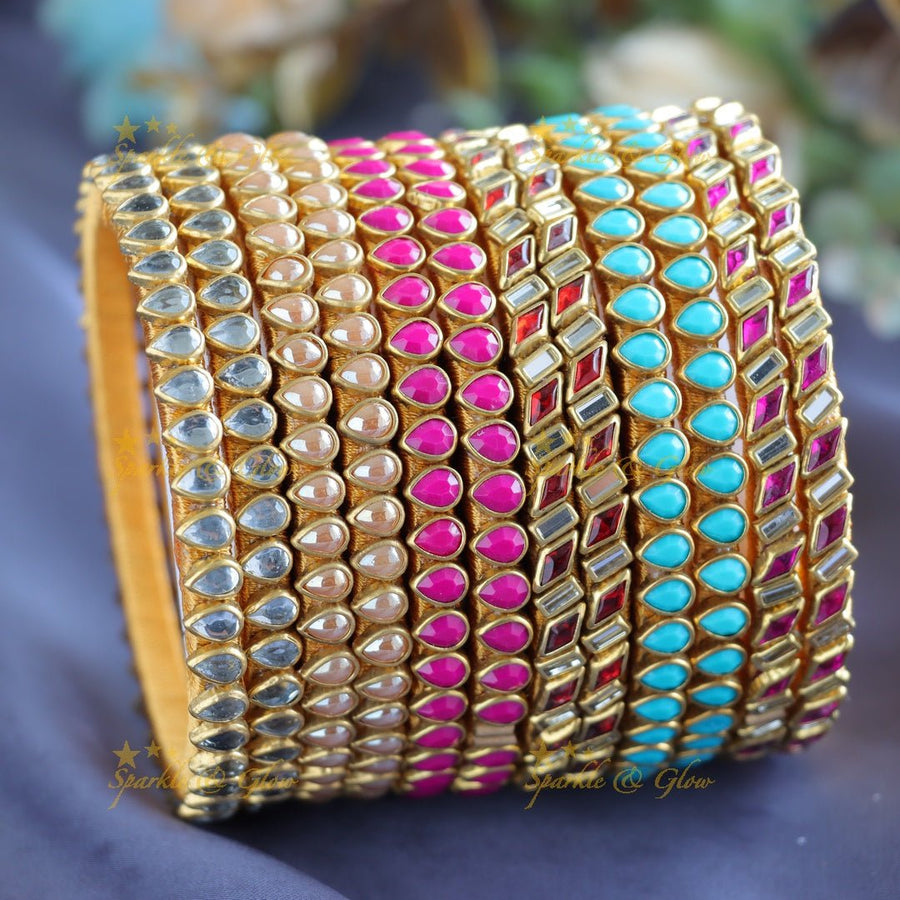 Beautiful Waterdrop design Silk thread bridal Bangles - Sparkle and Glow - 1.10 - 