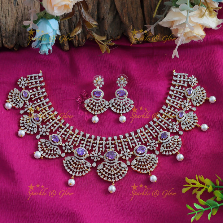 Sparkling American diamond Princess Fusion short necklace