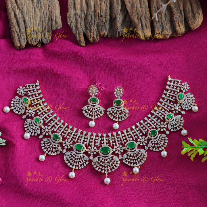 Sparkling American diamond Princess Fusion short necklace