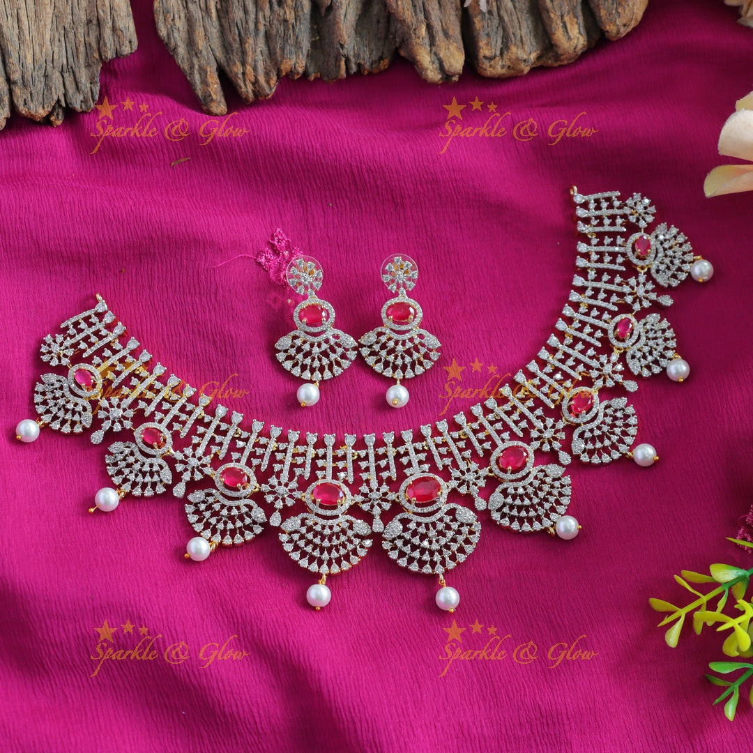 Sparkling American diamond Princess Fusion short necklace