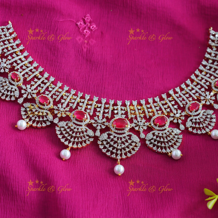 Sparkling American diamond Princess Fusion short necklace