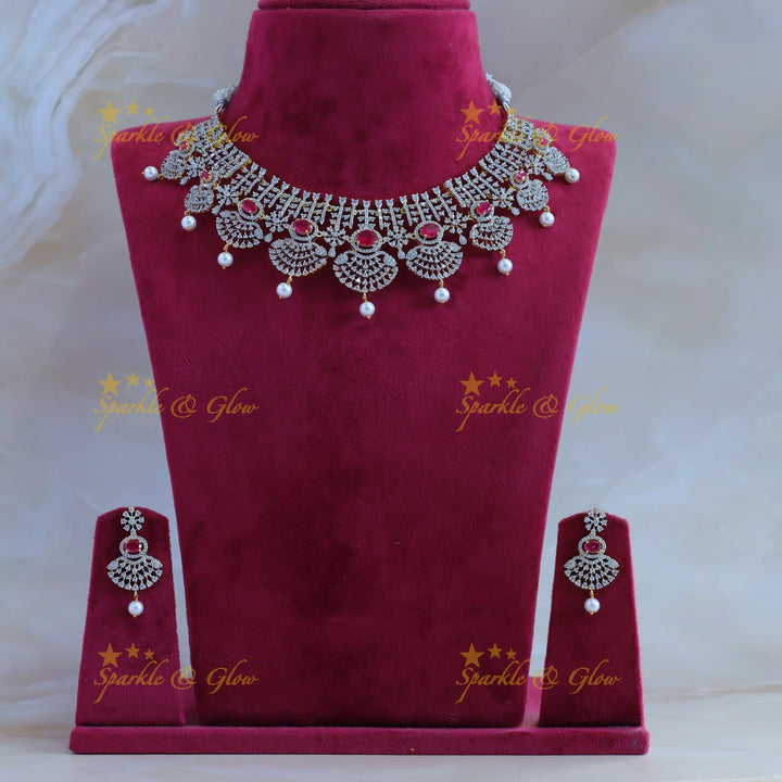 Sparkling American diamond Princess Fusion short necklace