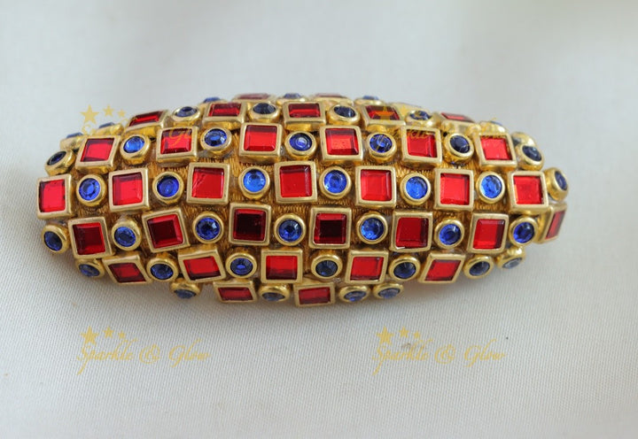 Beautiful Square and dotted design Silkthread Sareepin-Red