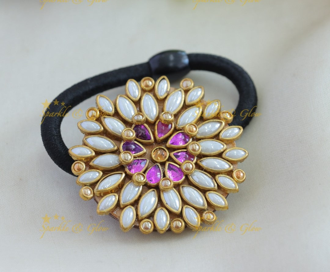 Beautiful Sunflower design Silkthread Hairband-Offwhite