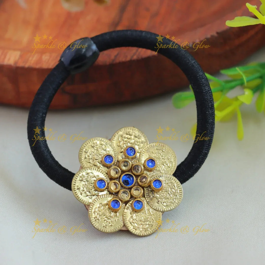 Sparkling Coin Floral Hairband-Darkblue - Sparkle and Glow