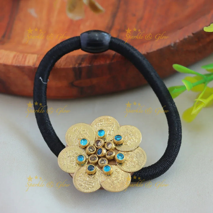 Sparkling Coin Floral Hairband-Darkblue - Sparkle and Glow