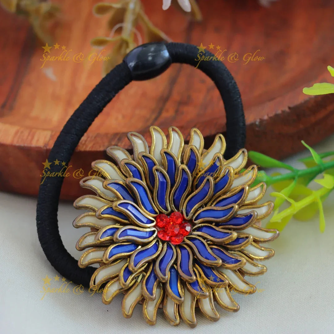 Elegant Dual tone Sunflower Silkthread Hairband - Sparkle and Glow