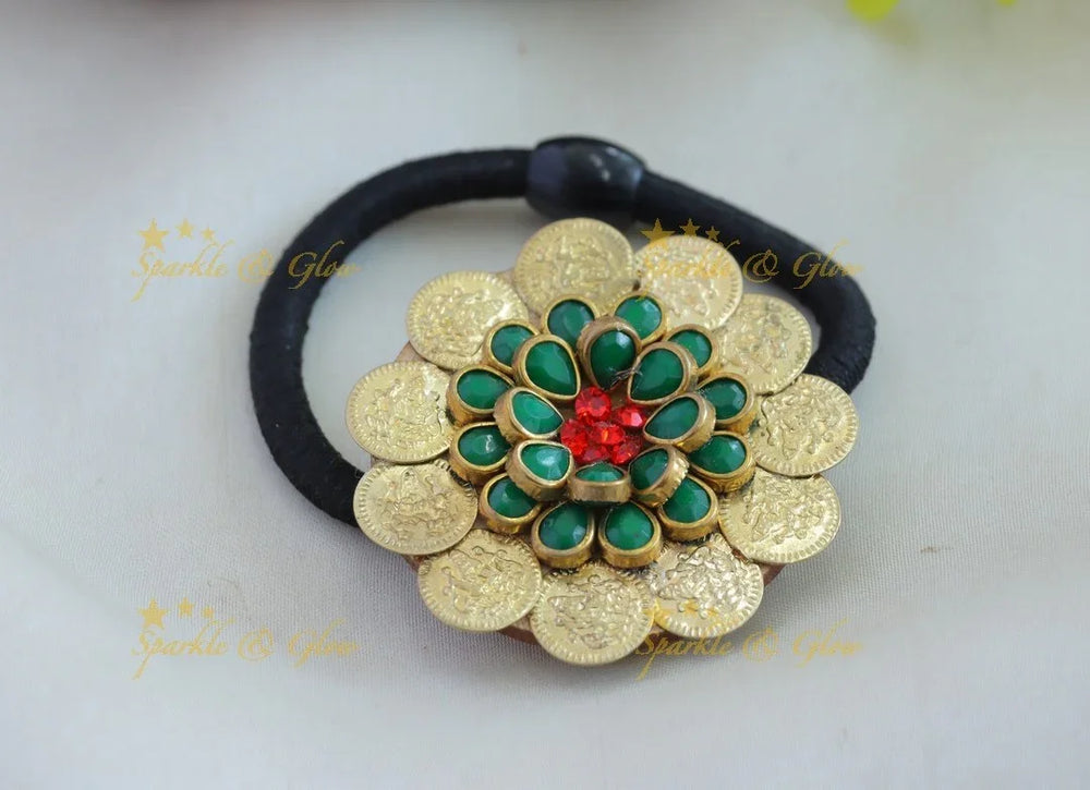 Sparkling Coin Floral Hairband-Green - Sparkle and Glow