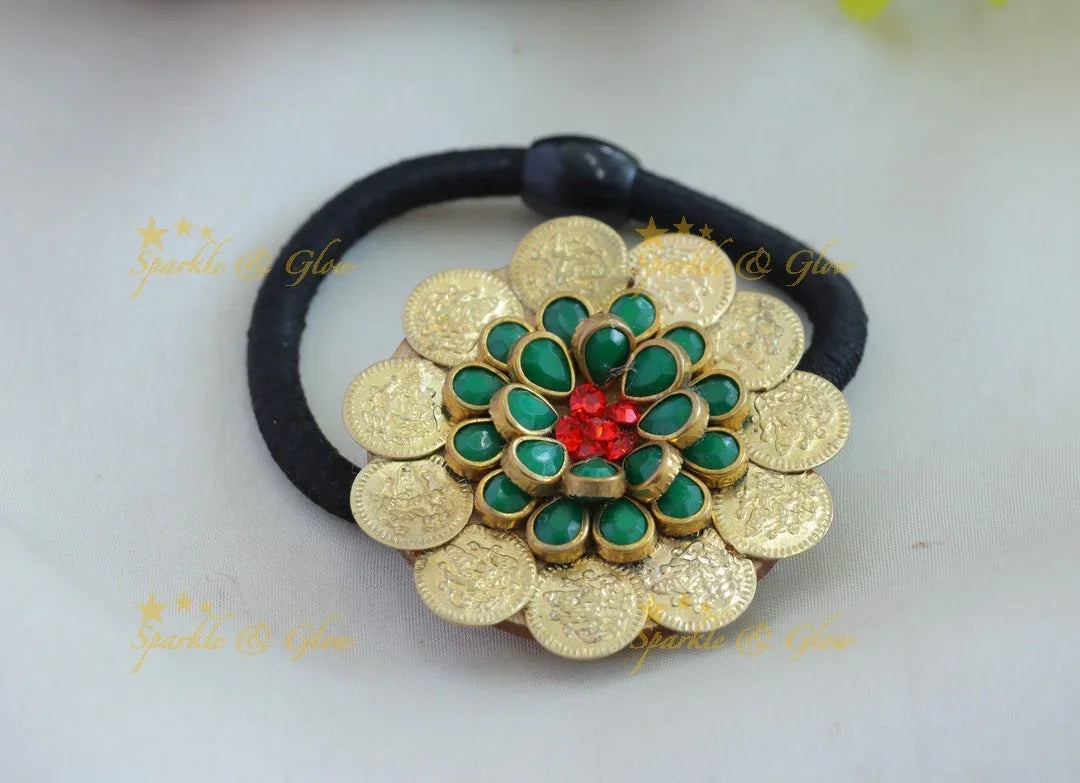 Sparkling Coin Floral Hairband-Green - Sparkle and Glow