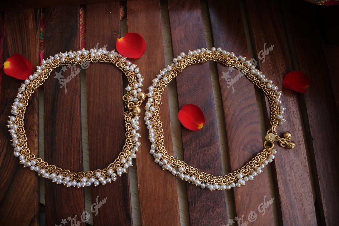Premium quality gold alike polished gutta pusalu payal