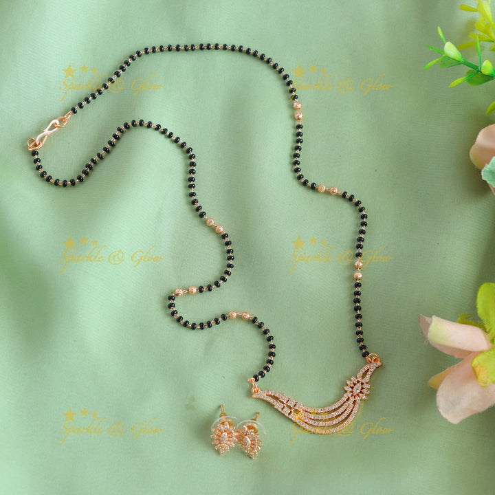 Elegant Layered Floral blackbead Mangalsuthra Chain