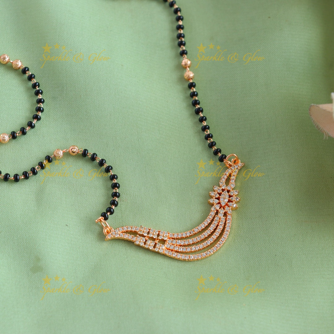 Elegant Layered Floral blackbead Mangalsuthra Chain
