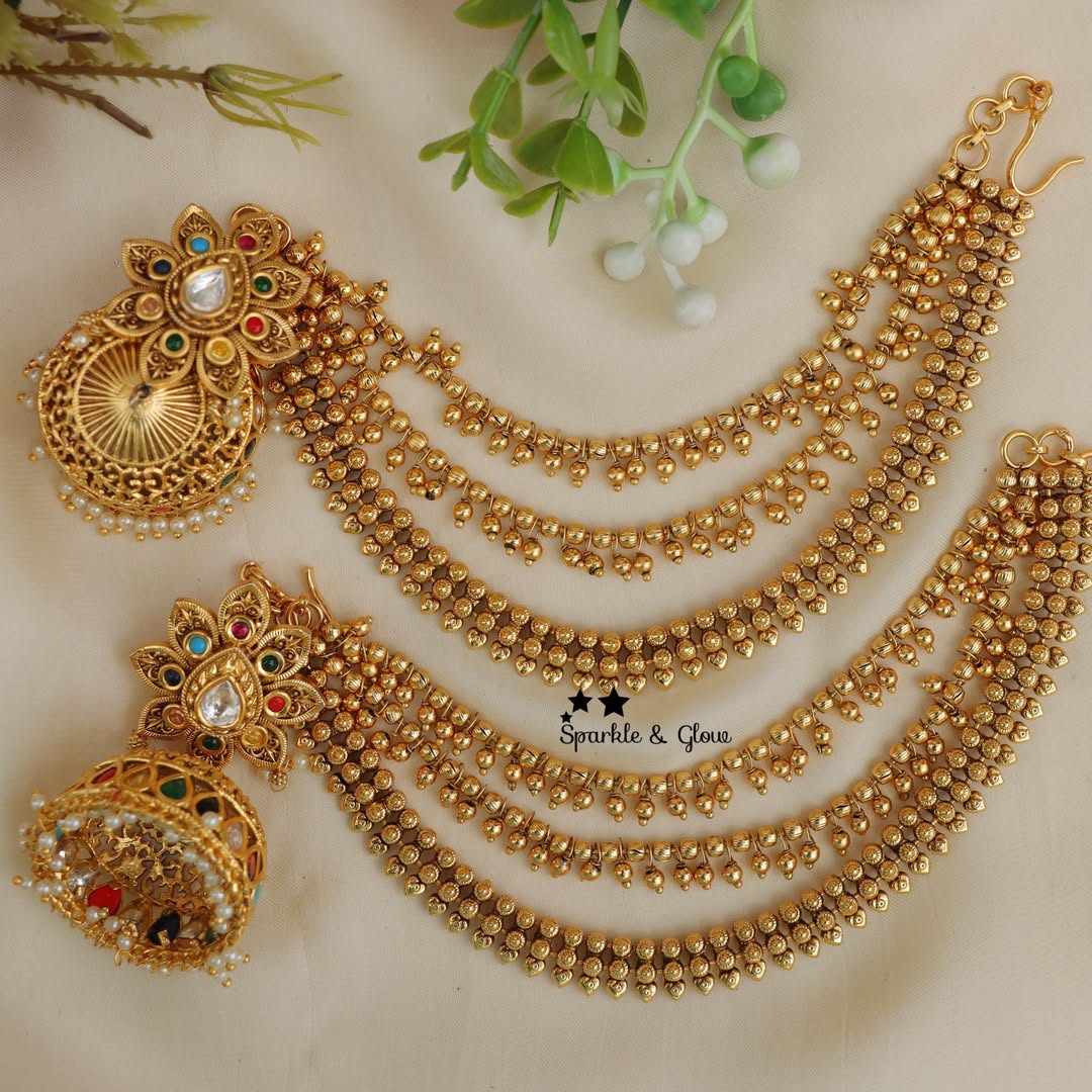 Exquisite Kemp Earring & Earchain Combo