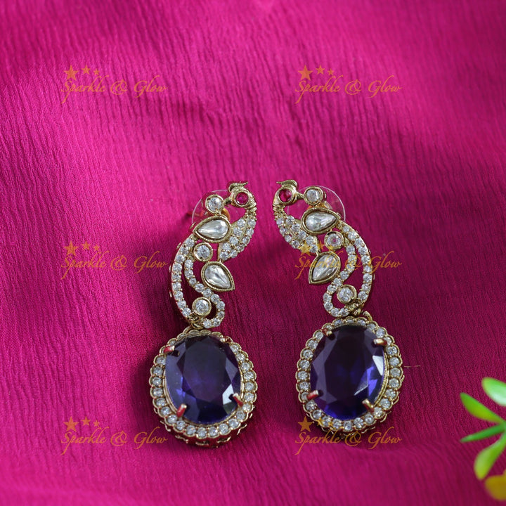 Beautiful Peacock floral victorian AD hasli choker with blue stones