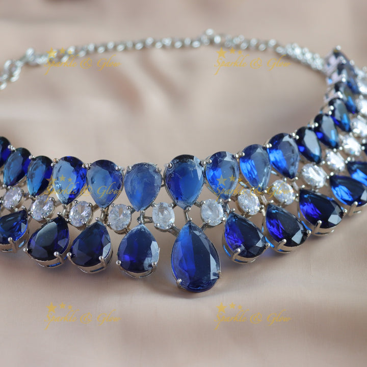 Gorgeous Water drop stones victorian AD choker - blue