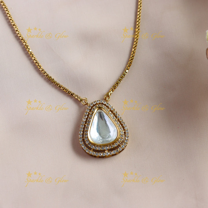 Elegant Triangle stone pendant victorian AD long chain