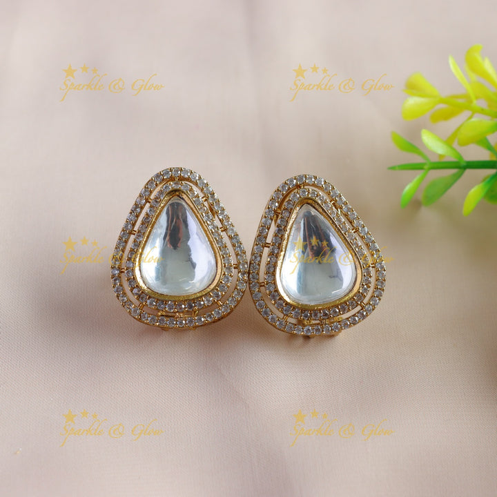 Elegant Triangle stone pendant victorian AD long chain