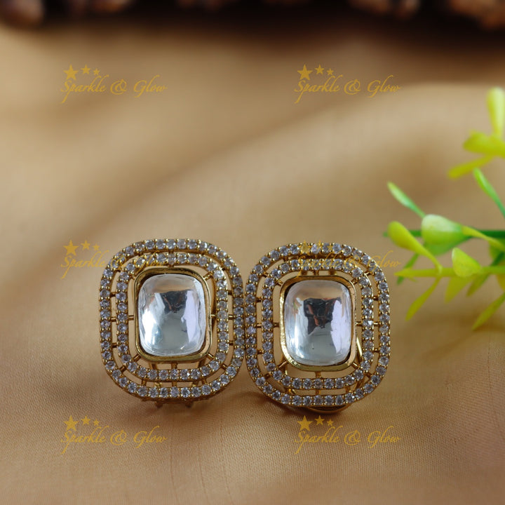 Beautiful Square stone pendant victorian AD long chain
