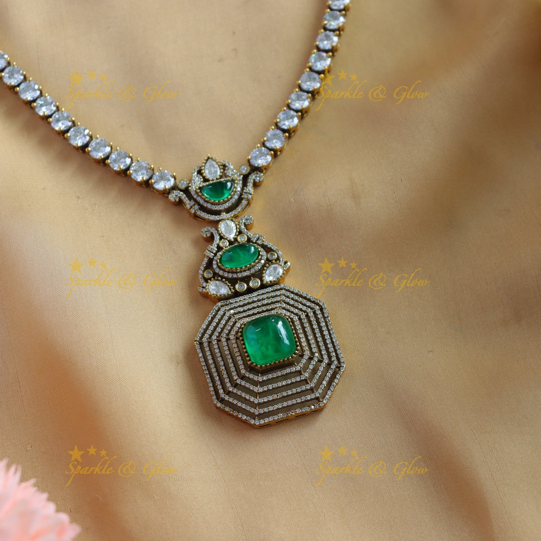 Sparkling Goemetric pendant carved Victorian AD Haram