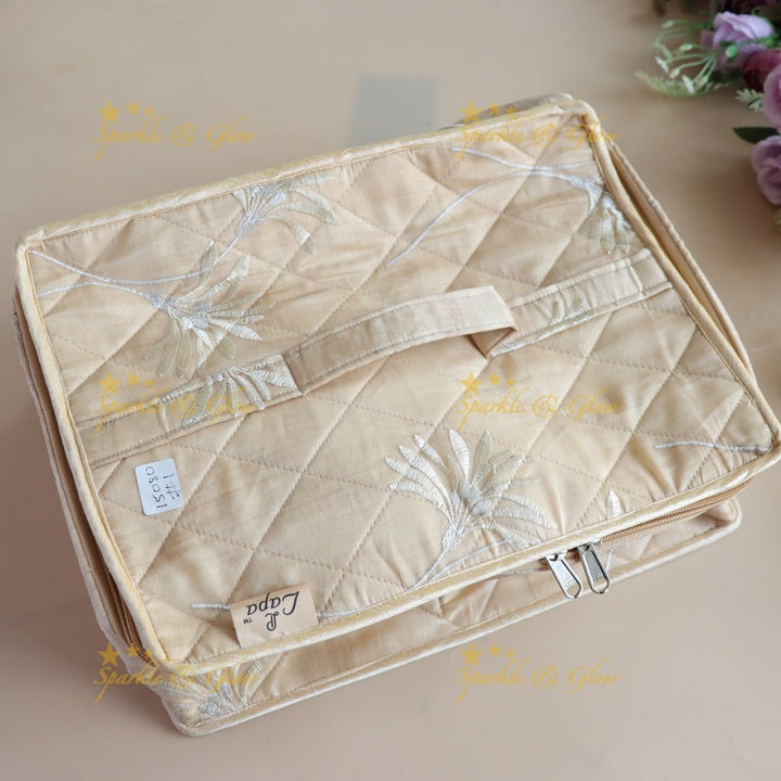 Spacious Leaf design Multiple section Jewellery Organiser - Cream - Sparkle and Glow - 
