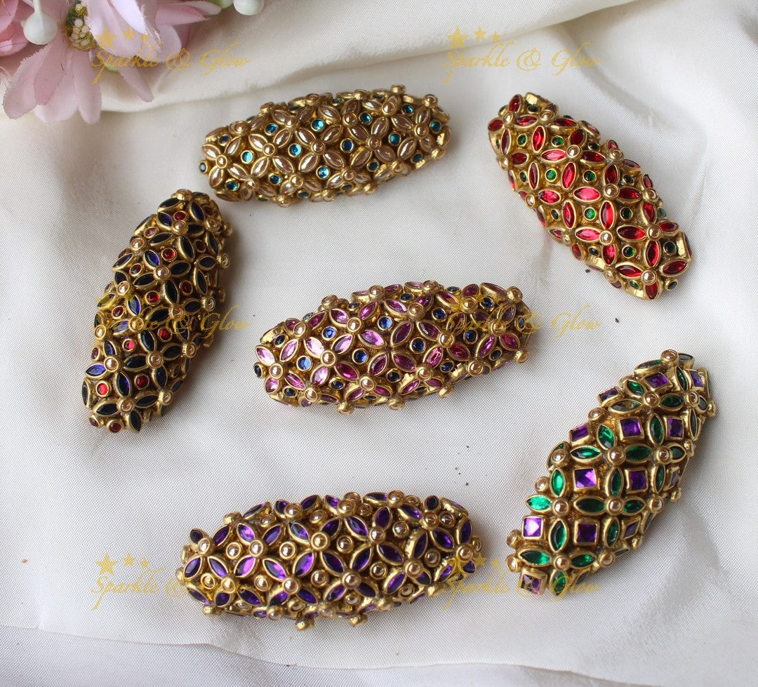 Beautiful Flower design Silkthread Sareepin- Set of 6- Assorted colours for return gifts