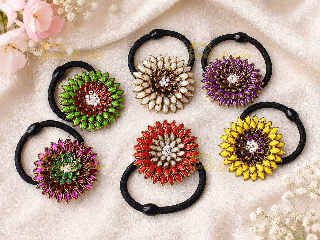 Sunflower Silk Thread Hairband Set of 6 - Assorted Colors