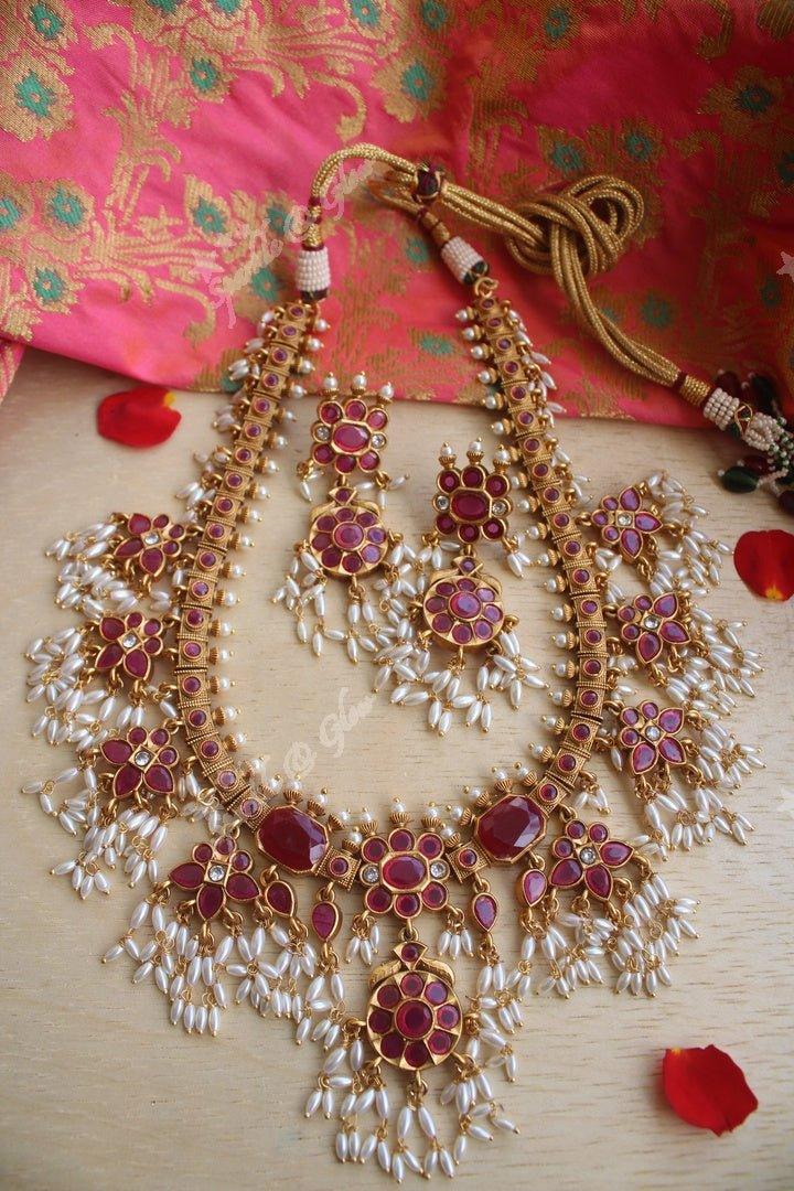 Beautifull Rice pear gutta pusalu necklace - Multi - Sparkle and Glow