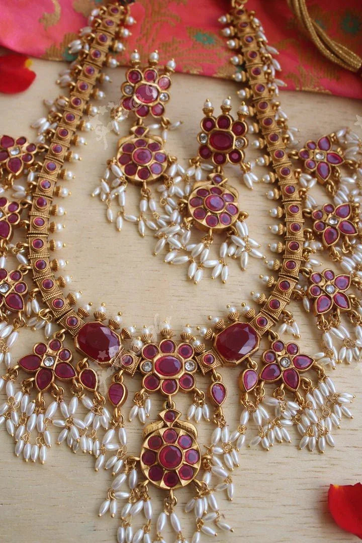 Beautifull Rice pear gutta pusalu necklace - Multi - Sparkle and Glow