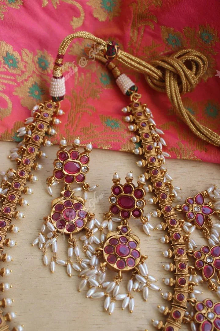 Beautifull Rice pear gutta pusalu necklace - Multi - Sparkle and Glow