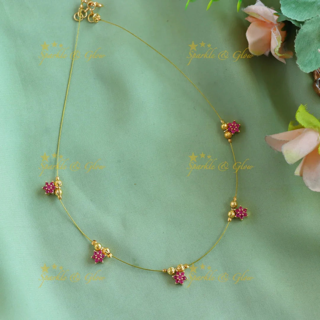 Sparkling Multi floral design Invisible short necklace - Sparkle and Glow