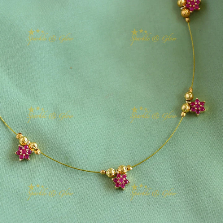 Sparkling Multi floral design Invisible short necklace - Sparkle and Glow