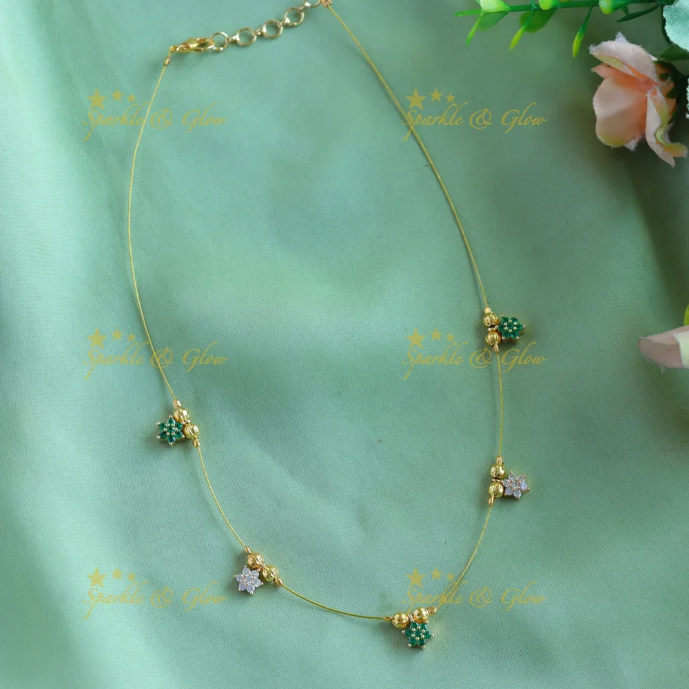 Sparkling Multi floral design Invisible short necklace - Sparkle and Glow