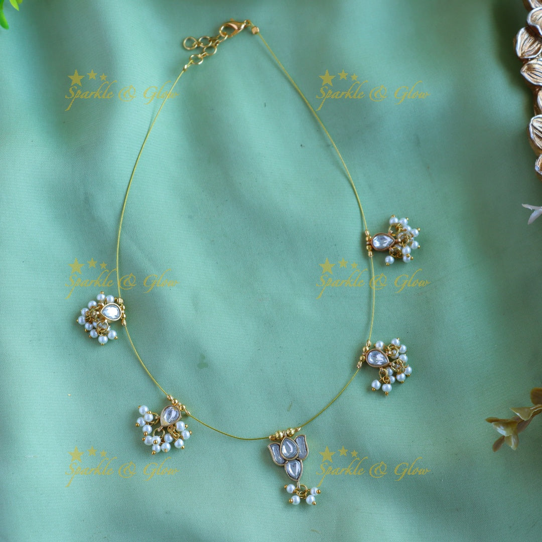 Sparkling Lotus Floral Guttapusalu Invisible short necklace